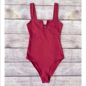 Wild Fable | Notched Burgundy Bodysuit